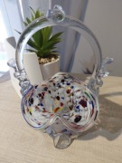 Koszyk szklany PRL duży 21cm