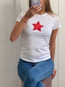 T-shirt Biały z czerwoną gwiazdą Koszulka gwiazdki