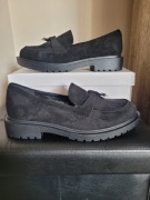 czarne mokasyny loafersy na grubej podeszwie 40 nowe