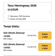 Bilety taco Hemingway 