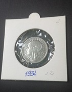 2 zł 1932 GŁOWA KOBIETY Polonia znak mennicy PIĘKNA -SREBRO w holderze
