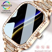 Złoty Smartwatch z cyrkoniami 2 paski POŁĄCZENIA TRYBY SPORTOWE 