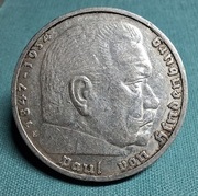 Moneta srebrna Niemcy 5 Marek Hindenburg 1935 E 