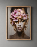 Elegancki Plakat na Płótnie 50x70 cm Glamour Kobieta Kwiaty  – Bez Ramy 