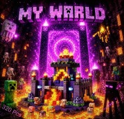 Klocki magnetyczne typu Minecraft 320sztuk Portal Zamek Lawa 5 figurek 