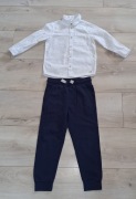 Komplet Zestaw Biała Koszula  Len+ Spodnie H&M r. 104
