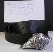 skórzany pasek masywna klamra w kształcie głowy kruka/orła