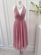 Sukienka pudrowa cekinowa midi Asos 32 XXS