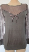bluzka sweter brąz koronka r.36/38 śliczna!
