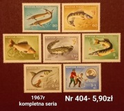 Znaczki fauna:404: ryby- Węgry 1967r **