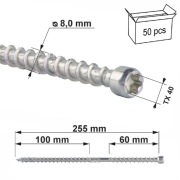 Wkręty do izolacji nakrokwiowej 8x255 mm 50 szt. TORX Klimas WKPC