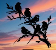 Metalowa dekoracja ścienna ptaki obraz 30 cm