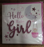 Kartka okolicznościowa z napisem "Welcome Baby Girl" (Witamy Dziewczynkę)
