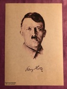 Hitler Portret NSDAP Propaganda Druk 1 Kremowe Tło