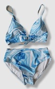 Bikini Strój kąpielowy dwuczęściowy błękitno-biały z wiązaniem 42/  XL