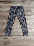Czarne legginsy damskie w białe wzorki rozmiar M