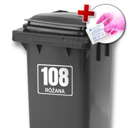 Naklejka na kosz na śmieci, śmietnik, numer domu i ulica - RÓŻNE KOLORY