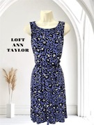 Sukienka w panterkę fioletowa niebieska LOFT Ann Taylor petit S
