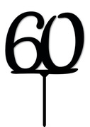 Topper na tort - czarny cyfra 60 urodziny