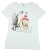 T-Shirt bawełniana koszulka na krótki rękaw biała z aplikacją rozm. XL