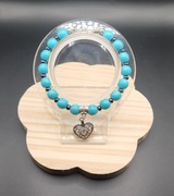 Stylowa Bransoletka Turkusowa z Ażurowym Sercem