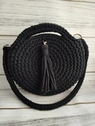 Torebka okrągła na szydełku czarna