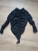 Czarne body damskie marszczone xs s m nowe 