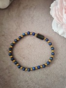 Bransoletka handmade z naturalnych kamieni turkus hematyt lapis lazuli turm