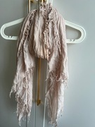 CHUSTA Szalik Szal damski apaszka frędzle pudrowy róż bawełna ZARA