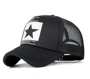 Czapka trucker z gwiazdą – czarna, unisex, regulowana, nowa