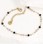 Bransoletka onyks kryształ górski stal szlachetna 360L