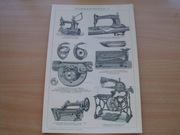 Maszyny do szycia  reprint XIX w. grafik do aranżacji wnętrza