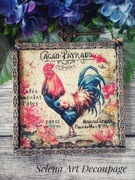 Obrazek z kogutem shabby Prowansja vintage farmhouse decoupage kogut