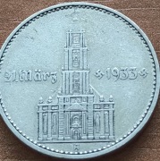 Niemcy - III Rzesza - 5 Marek 1934 r.Srebrna moneta-KOŚCIÓŁ GARNIZONOWY