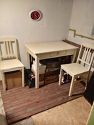 Stół +dwa krzesła,dębowe antyk.