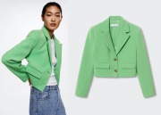 MANGO miętowa elegancka marynarka crop NOWA jednorzędowa żakiet blazer M/38