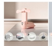 WIATRAK PODRĘCZNY WIATRACZEK Z FUNKCJĄ LATARKI I POWERBANKU JISULIFE 8