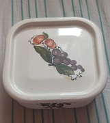 Pojemnik, maselniczka emaliowana PRL