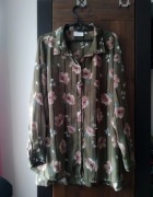 Koszula mgiełka Zizzi khaki koszula w kwiaty koszula oversize floral OPIS