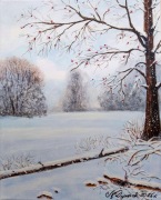 KLASYCZNY PEJZAŻ ZIMOWY W NOWOCZESNYM WYDANIU NA PŁÓTNIE -"W BIAŁEJ CISZY"