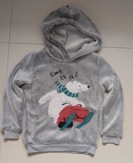 Polar z kapturem szary z misiem Rozm 122 wiek 6-7 lat