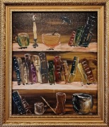 Obraz olejny 40x50 - tytuł: Półki pełne historii