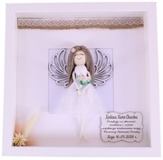 Podziękowanie dla Chrzestnych Komunia Chrzest ramka 3D z Aniołem Rękodzieło
