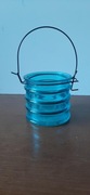 Turkusowy szklany świecznik / latarnia do zawieszenia