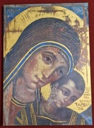 Ręcznie pozłacana ikona Madonna Drogi, nałożone 24k złoto, obraz na desce.