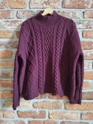 bordowy luźny sweter z półgolfem * MARKS & SPENCER