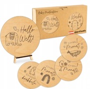 TABLICZKI DREWNIANE KÓŁKA DO ZDJĘĆ KAMIENIE MILOWE DLA NIEMOWLĄT