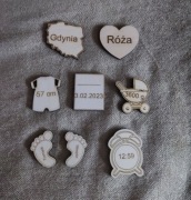 Scrapki drewniane makrama metryczka komplet