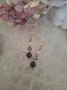 Kolczyki handmade srebro z naturalnych kamieni hematyt perły granat jaspis 