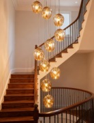 Lampa wisząca 10 kul LED schody loft złota regulowana